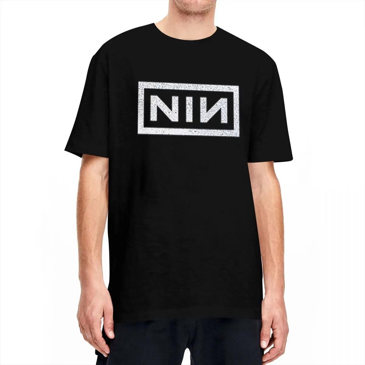 NIN Retro Logo Graphic T Shirt Men Women Nine Inch Nails Rock Band 100% Cotton Tee Shirt Clothing