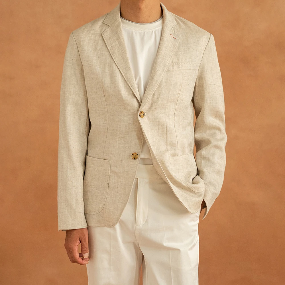 

Summer Men's Jackets: Linen Blazers Regular Fit Breathable Cotton Casual Suit Jackets Single-Breasted Style