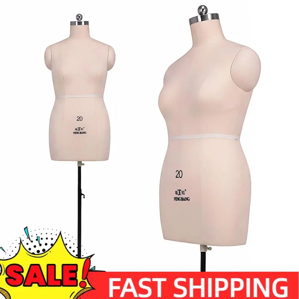 

Female Half Body Dress Form Mannequin Height Adjustable Mannequin Display Stand with Metal Stand for Market Shop Window Display