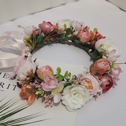 Boho Beach Flower Headband Wedding Hair Accessories Women Headdress Engagement Headpiece Bridal Hairwear Floral Flower crown