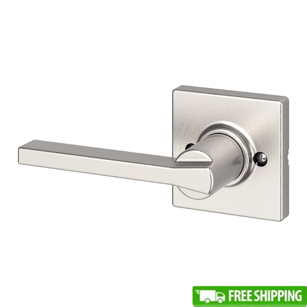 

Square Half-Dummy Lever Doorknob Satin Nickel Interior Door Hardware Easy Installation Antimicrobial Protection Reversible