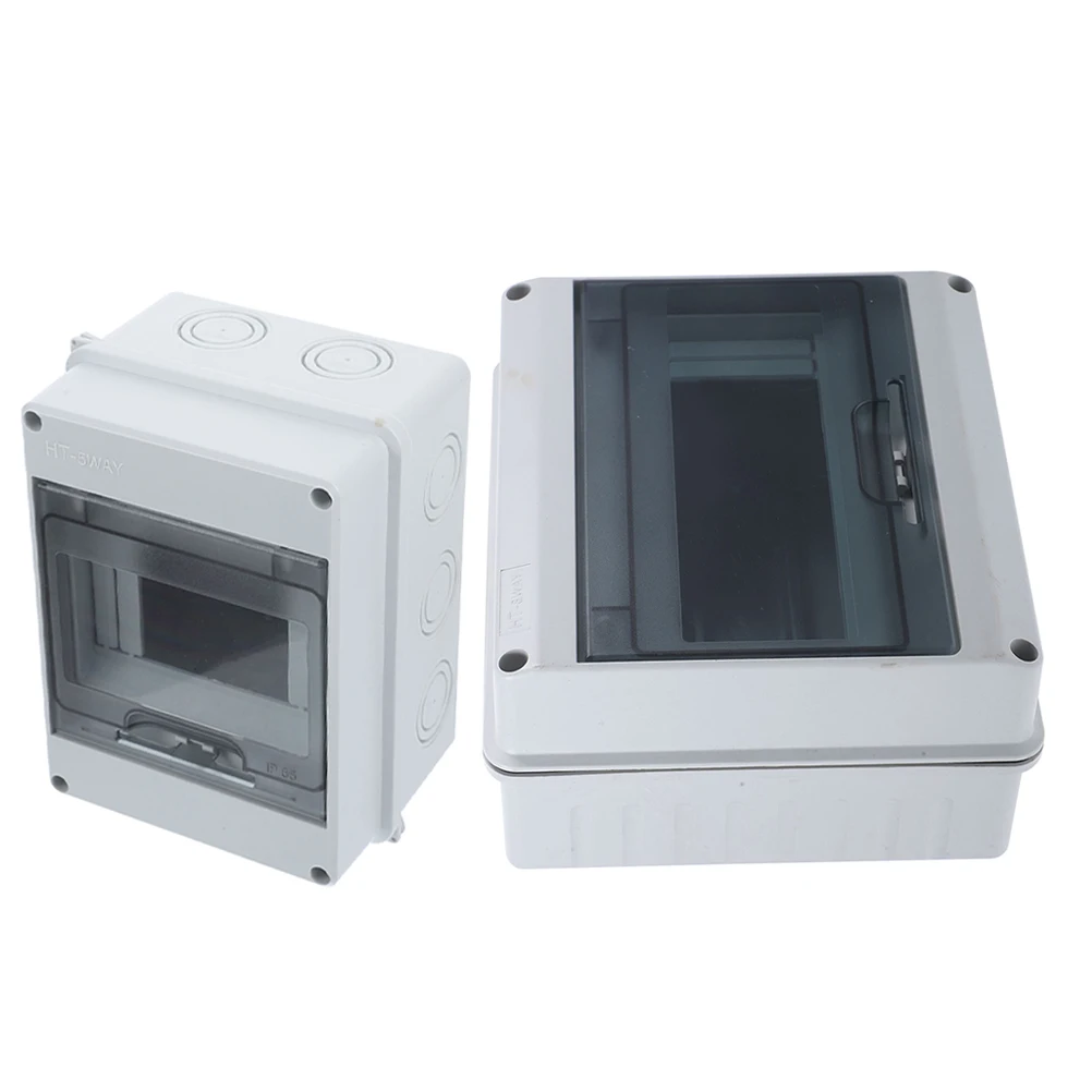 2pcs 5-8 Way IP65 Waterproof Distribution Protection Transparent Window Circuit Breaker Enclosure Outdoor Dustproof ABS Power