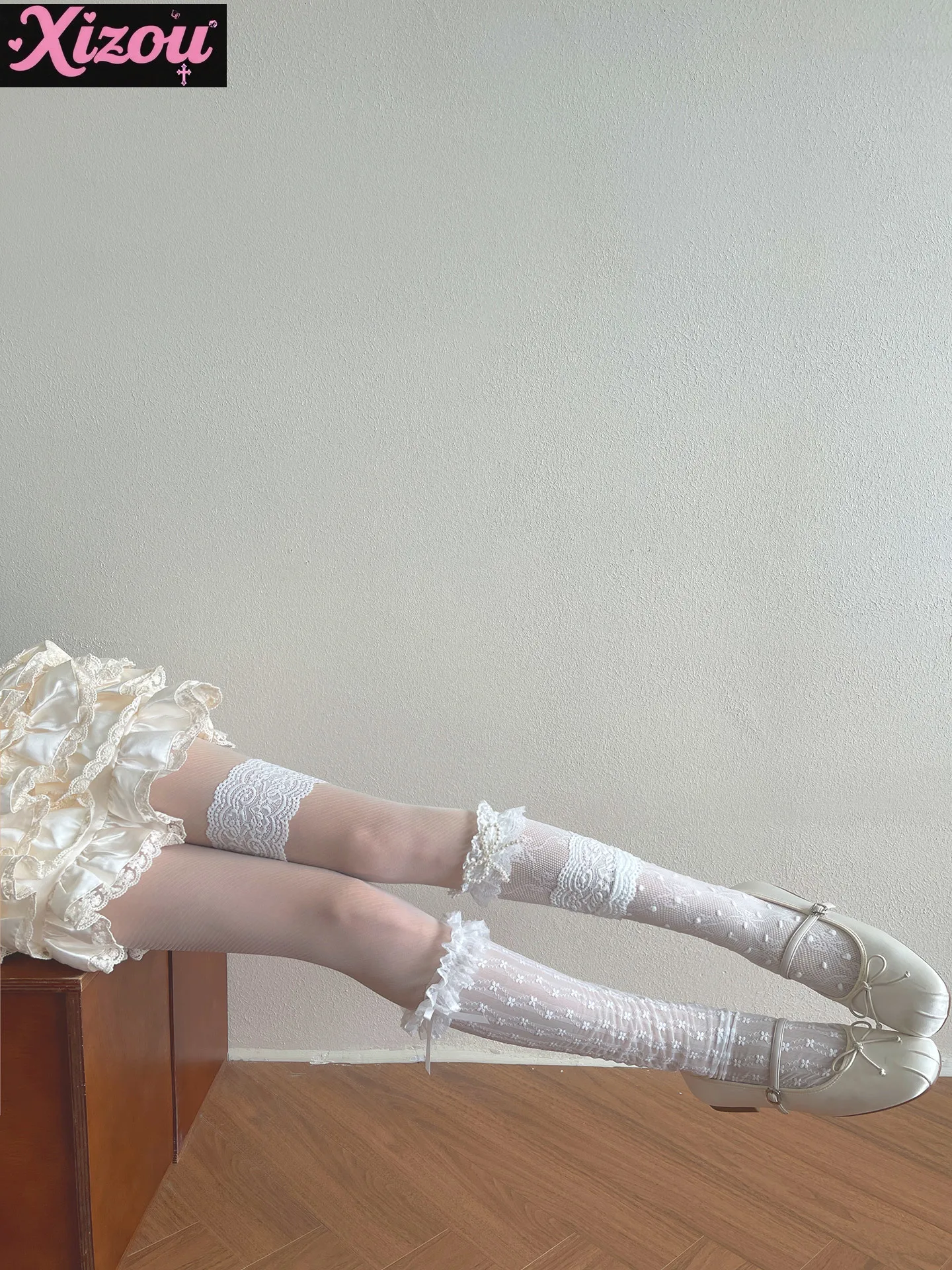 Japanese Sweet and Gentle Wind Stacking Mixed Matched Women's Socks Lace Pearl Bow Lolita Lace Medium Tube Stacking Socks Women