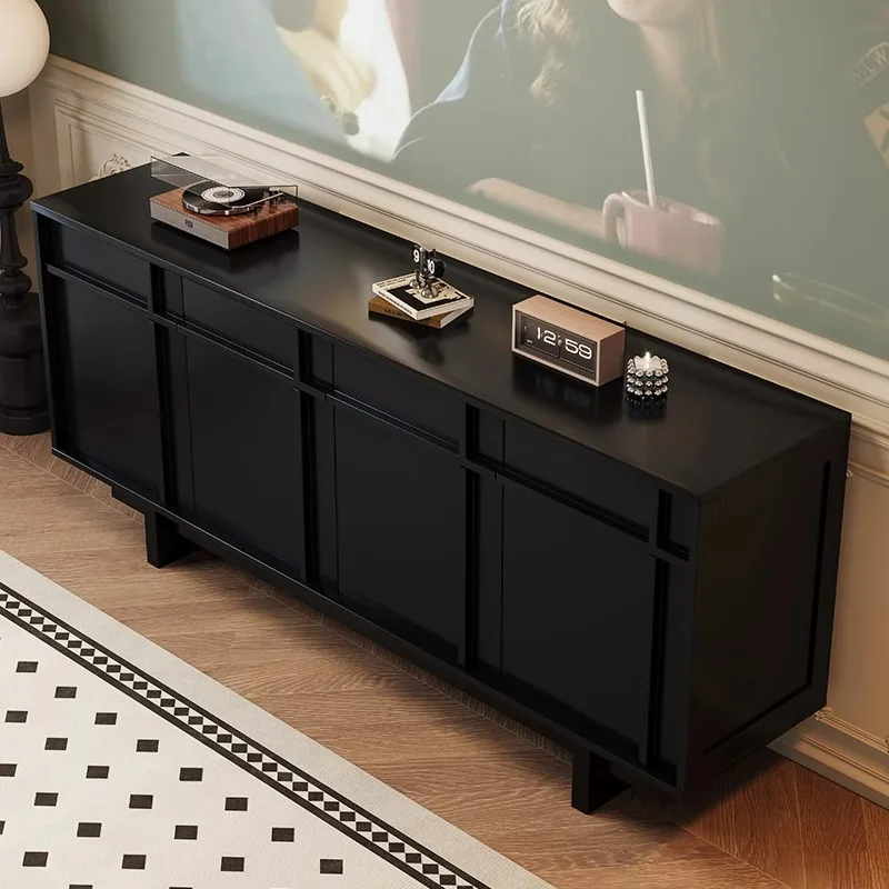 French retro solid wood TV cabinet living room home storage locker bedroom room medieval high TV cabinet 3