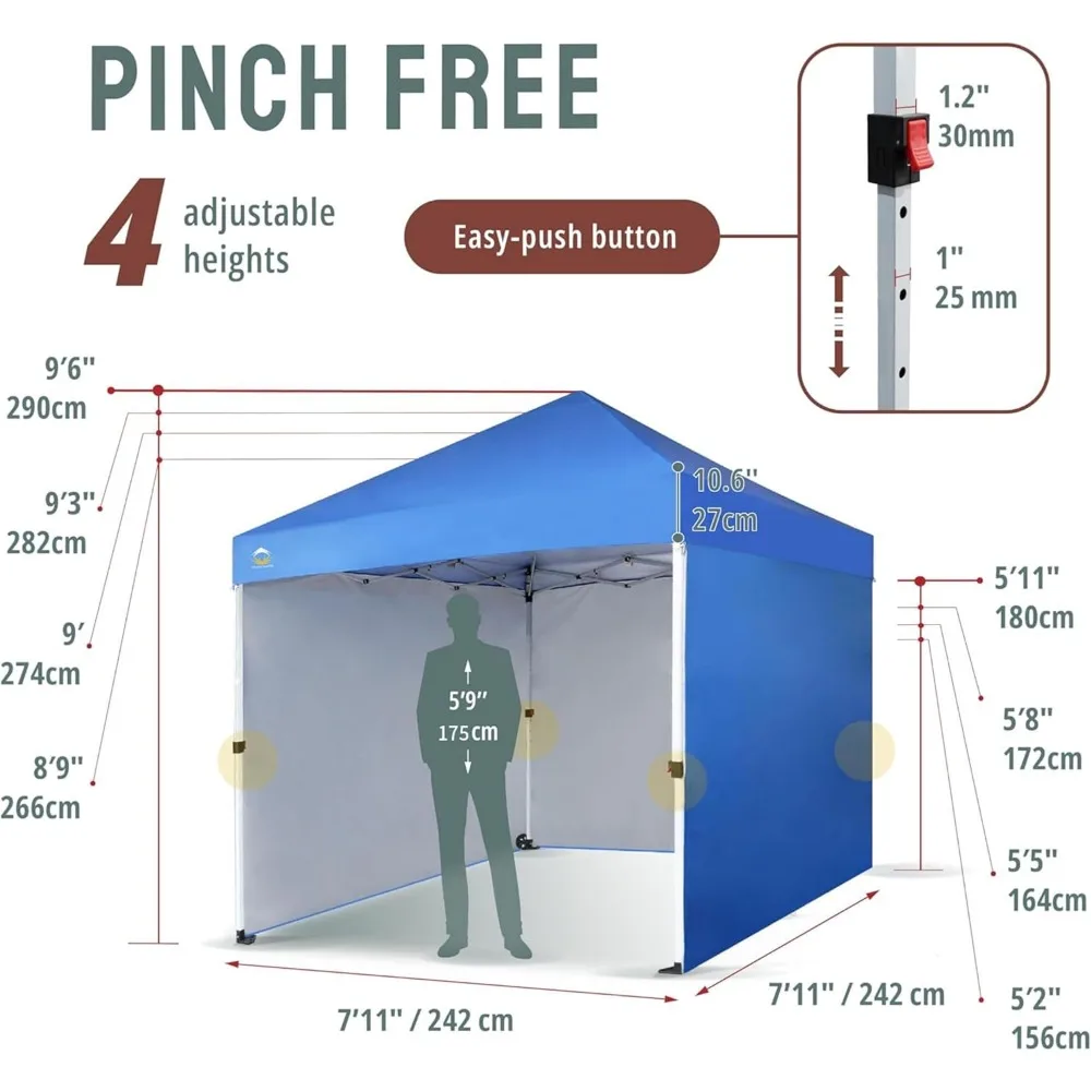 Pop Up Canopy Tent, 8x8 Commercial Canopy Tent with 4 Sidewalls, 4