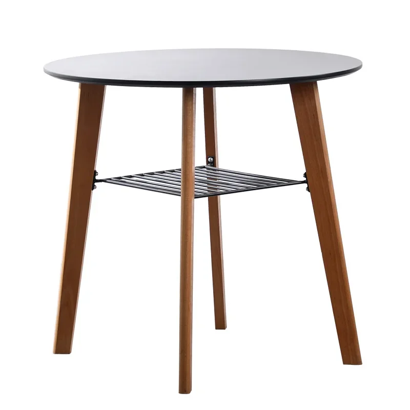 

Nordic solid wood round dining table small apartment modern simple negotiation round table combination creative milk tea shop