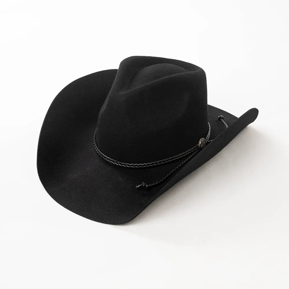 USPOP westerse wolvilt cowboyhoed voor dames, brede rand Fedora met PU-touw strik, herfst winter warme mode hoed