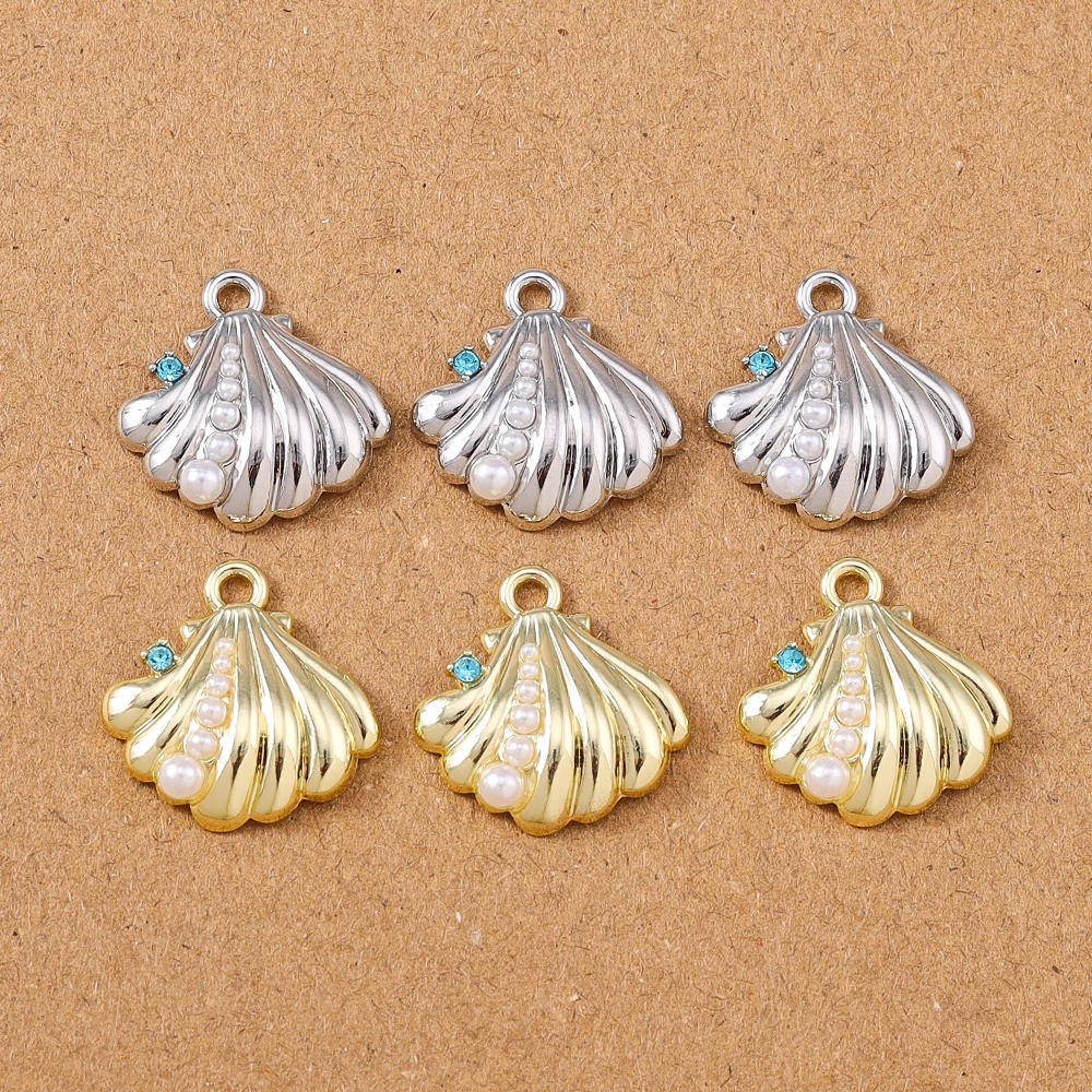 5 Stück 18*18mm Kristall Perle Muschel Charms Anhänger für Schmuckherstellung Ohrringe Halskette Armband DIY handgemachte Accessoires Zubehör – Detail 1