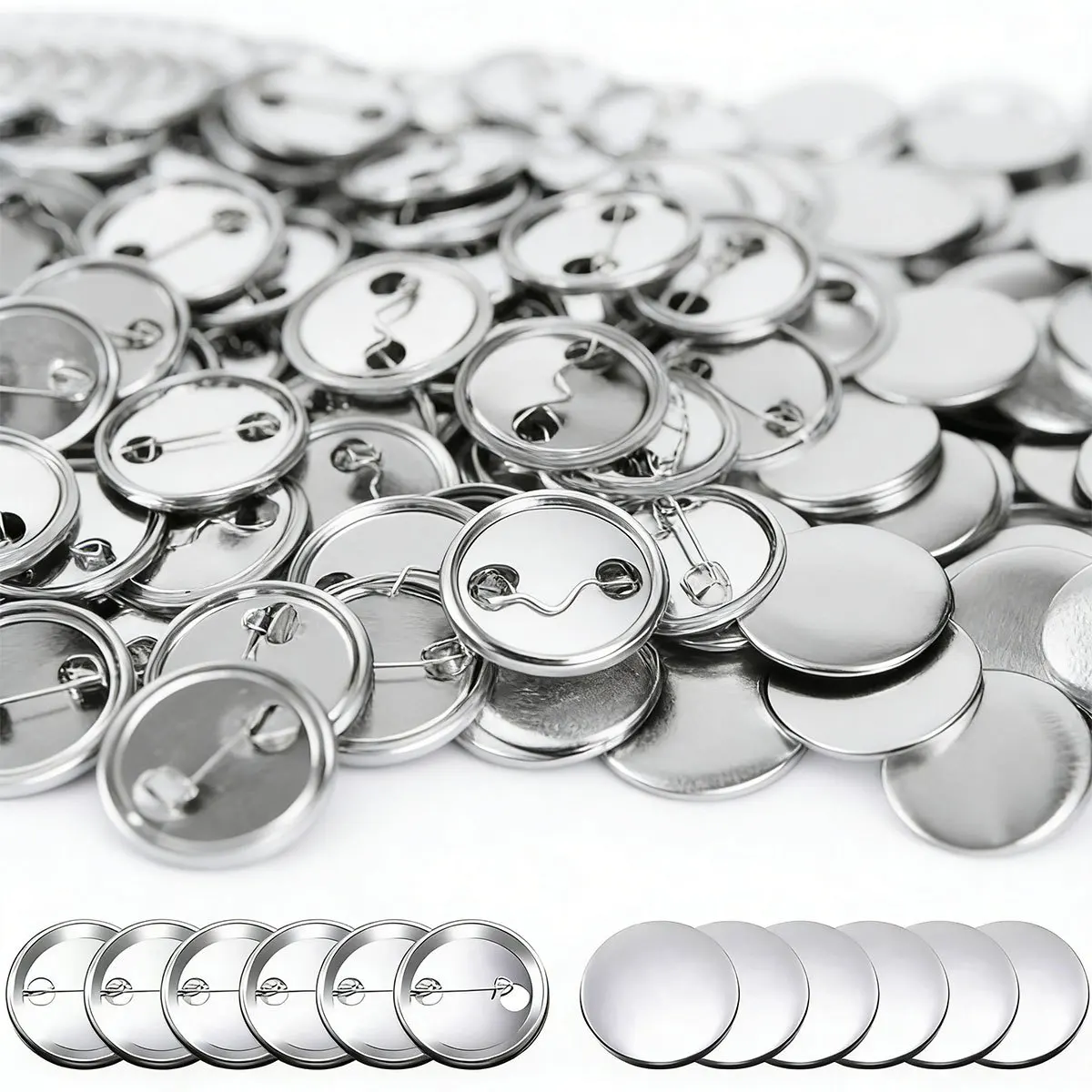 

40Sets 3.7cm/1.46in Round Button Parts Kit, Tinplate Tops & Plastic Clips with Film for DIY Button Maker Machine ZSY
