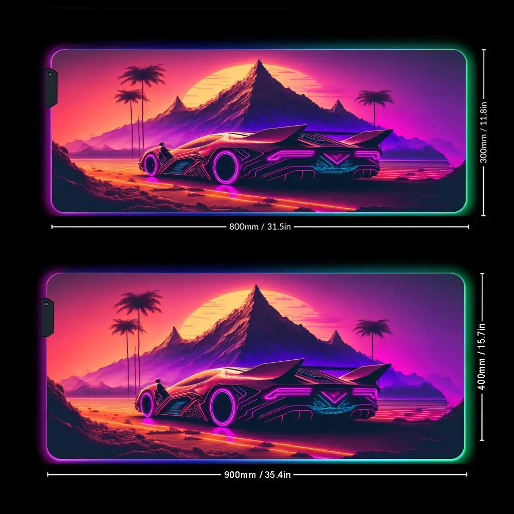 

Cyber-style cool sports car RGB Mouse Pad Desk Mat LED Glow Gaming pad pc accessories keyboard mousemat Computer mouse pad
