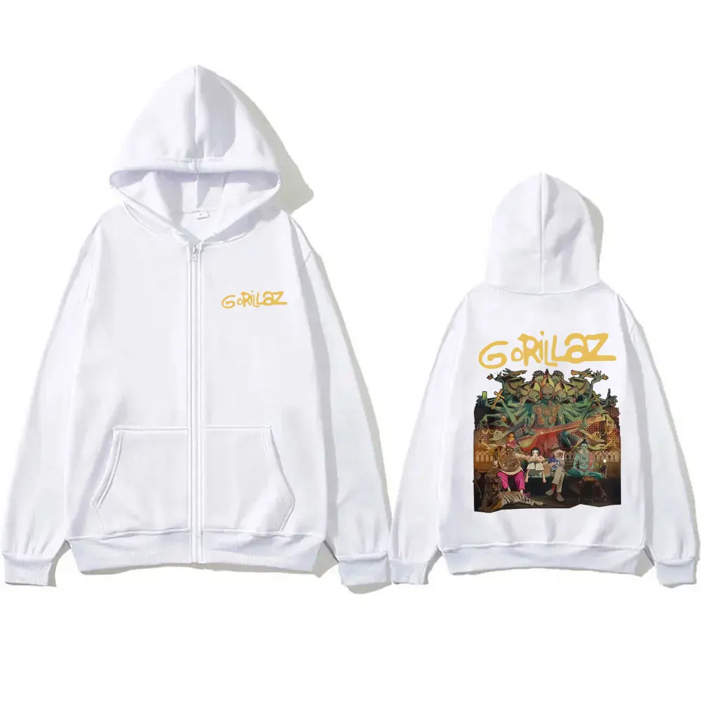 록 밴드 고릴라즈 더 마운틴 투어 2026 지퍼 후디 남녀 빈티지 코튼 집업 재킷 남성 캐주얼 오버사이즈 스웨트셔츠