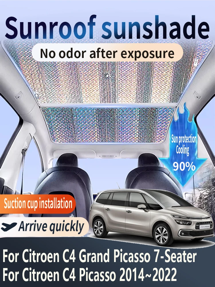 Pare-soleil de toit ouvrant adapté à citroën C4 Picasso, 7 places, 2014 ~ 2022, panoramique de voiture 10X, bouclier thermique de toit, pare-soleil de fenêtre Anti-UV