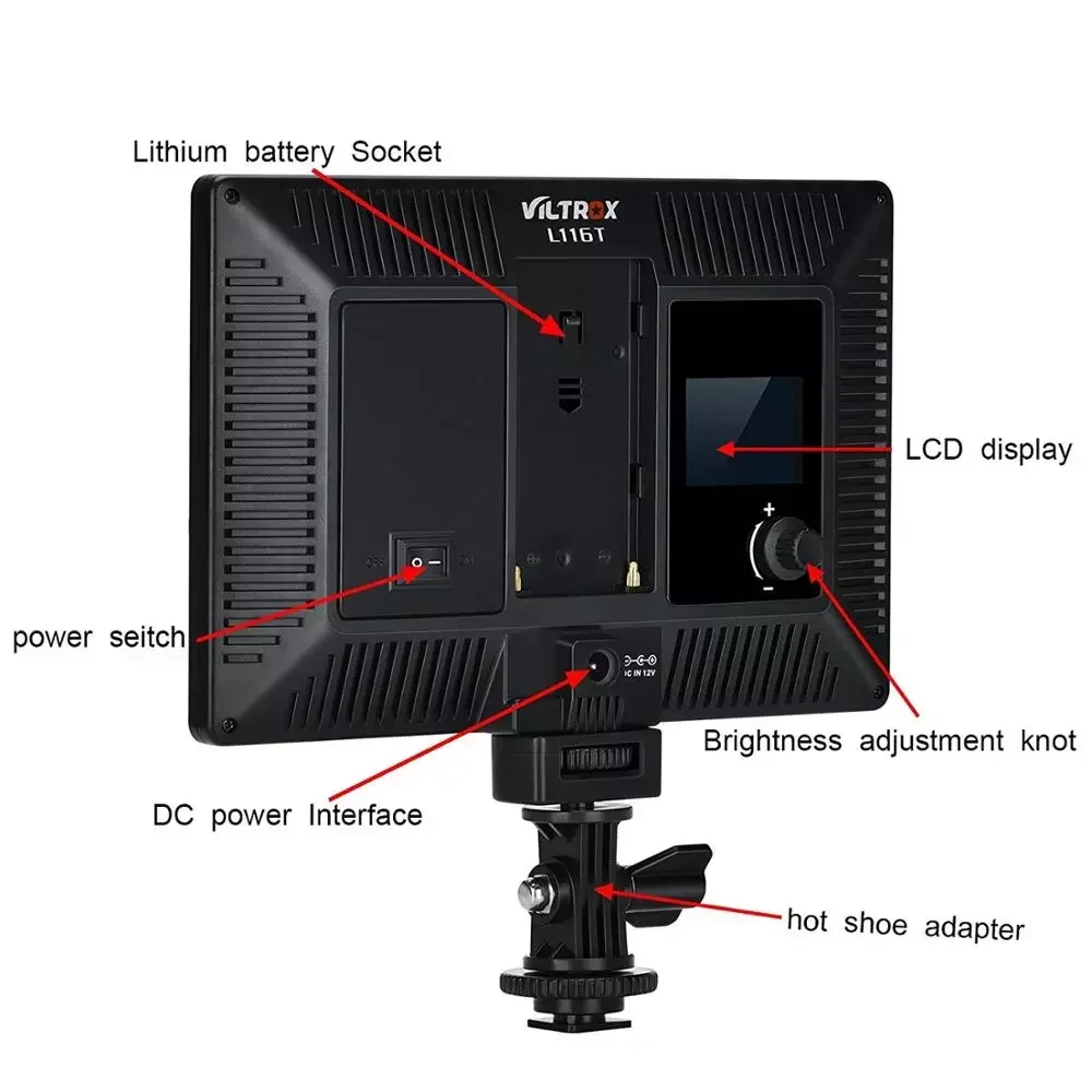 Новый светодиодный панельный светильник Viltrox L116T Super Slim для студийной съемки, двухцветный, 3300-5600K, CRI95, с регулировкой яркости, модель 2026 года