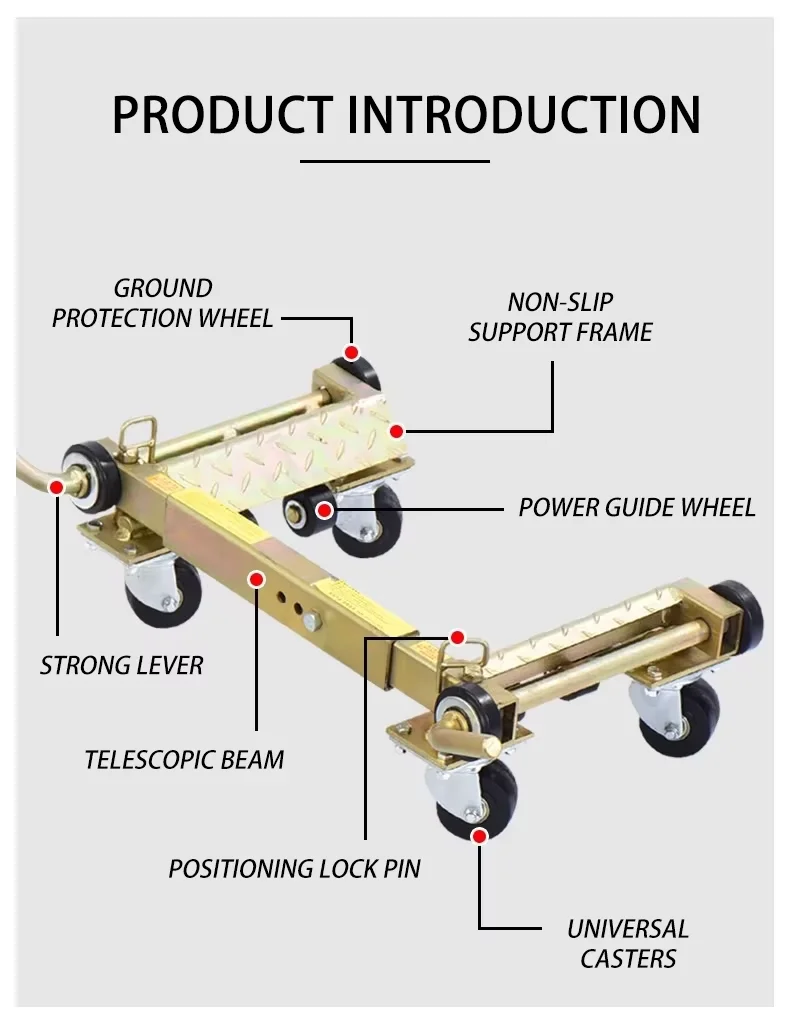 Wheel Dolly Without Ground Protection Wheels 4 PCS For 1Set Max.Load 3T Auxiliary Wheel Lever Positioning Vehicle For Car Tire