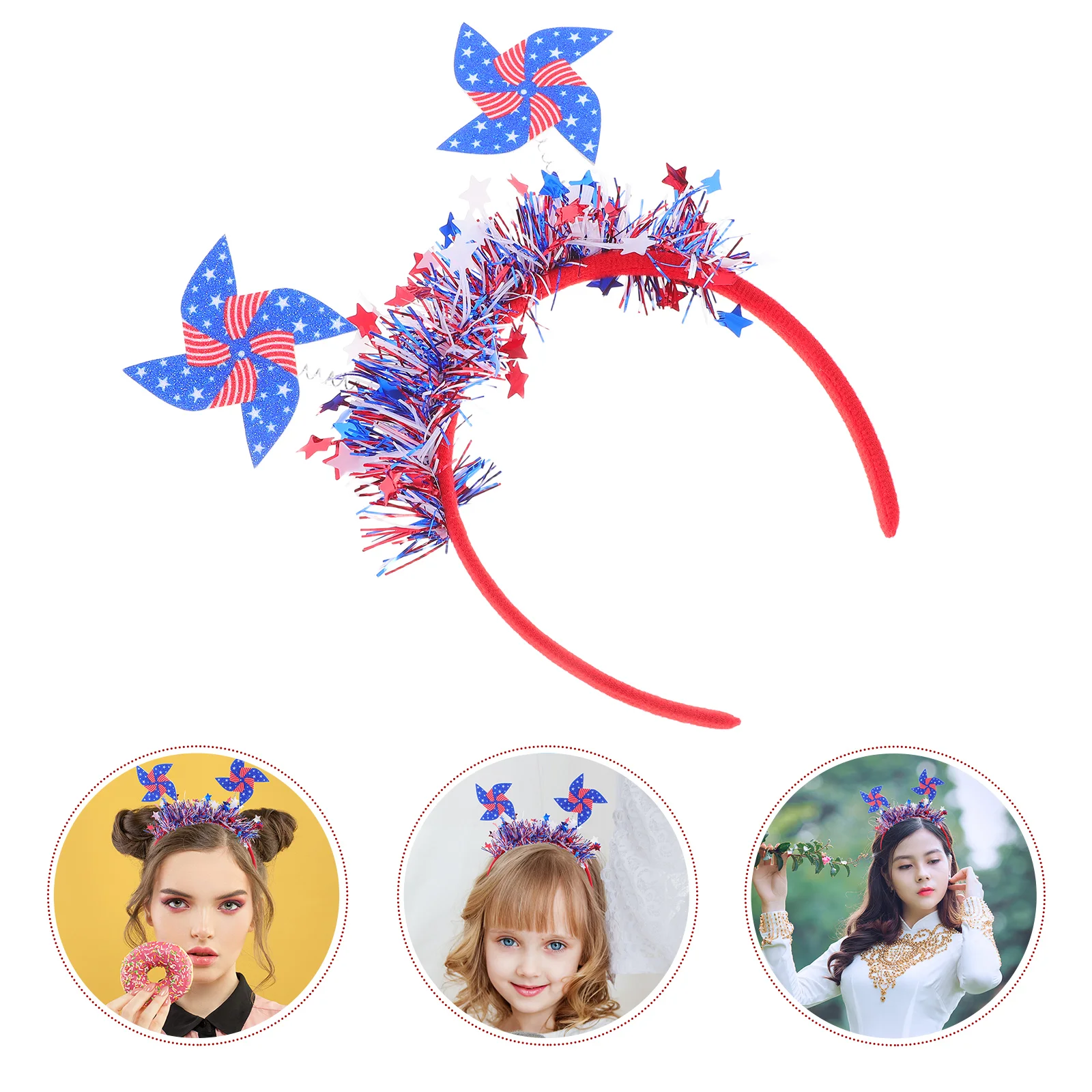 

Independence Day Windmill Headband Headbands Headdress Hair Accessories Greeter Tinsel