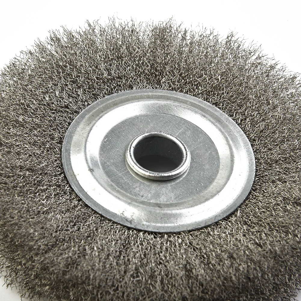 1pc 5inch 125mm Crimped Stainless Steel Wire Wheel Brush For Bench Grinder Polishing Abrasive Tool Metal Derust Wood Deburring