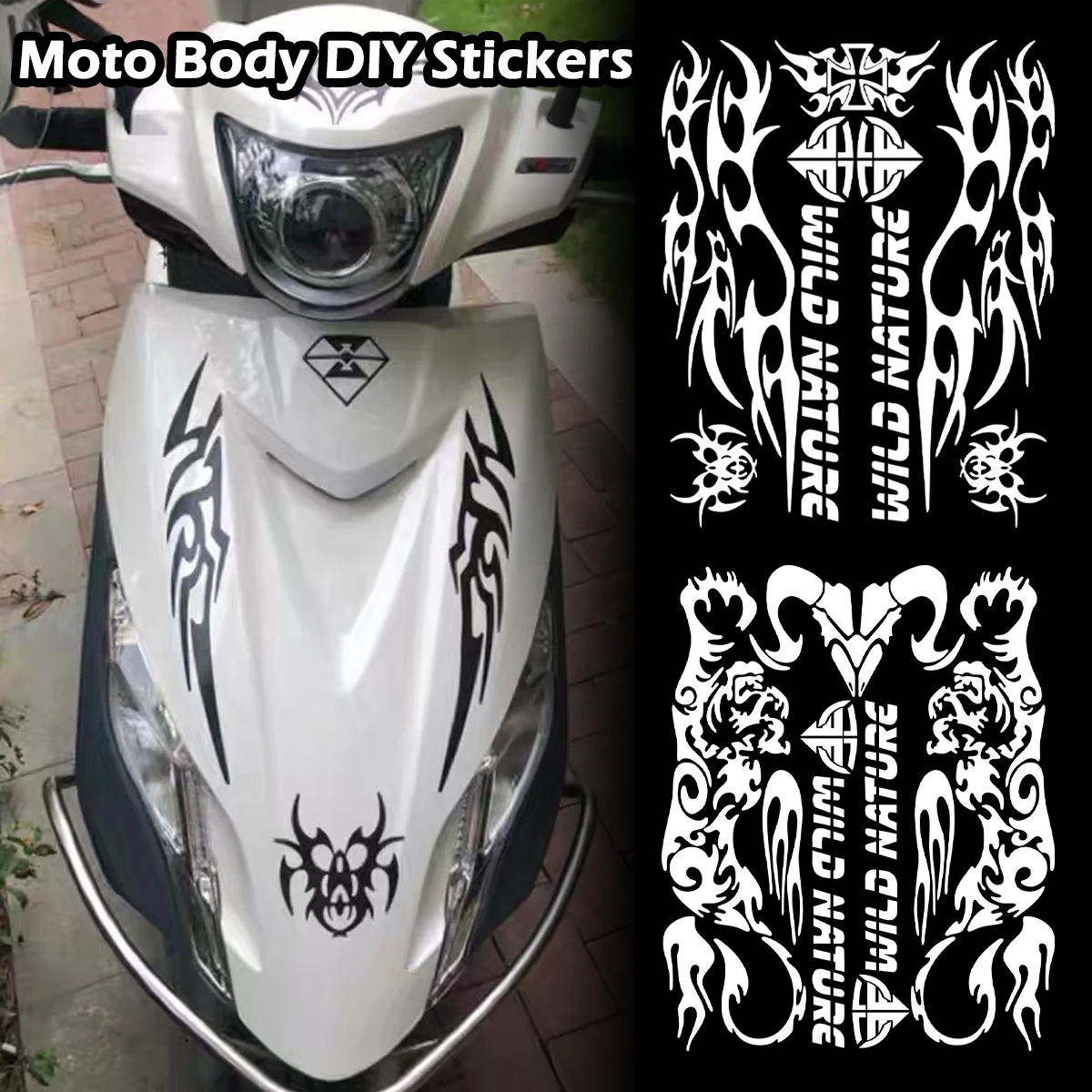 

Светоотражающие наклейки для мотоциклов Wild Nature, мото скутер, переднее лобовое стекло, топливный бак, шлем, сделай сам, виниловый декор, наклейка, аксессуары