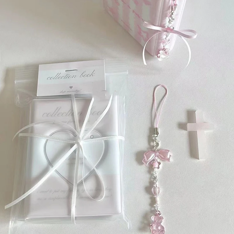 

Sweet Bear Bowknot Beaded Charm Phone Chain Strap Keychain Hanging Decoration For Key Bag Pendant