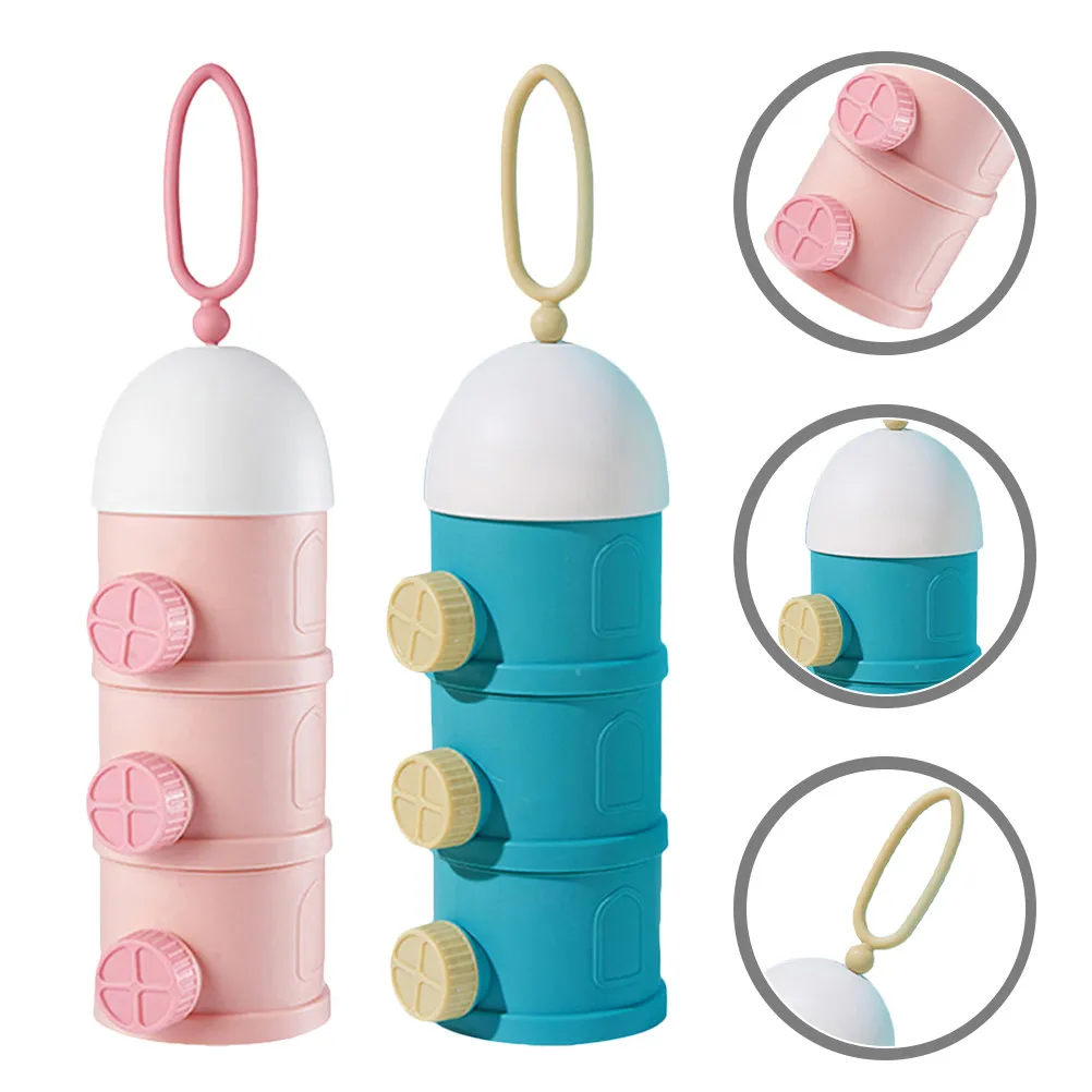 

2Pcs Stackable 3 Layers Baby Formula Container Portable Milk Powder Dispenser Leak Proof Travel Storage Case for Infant Formula