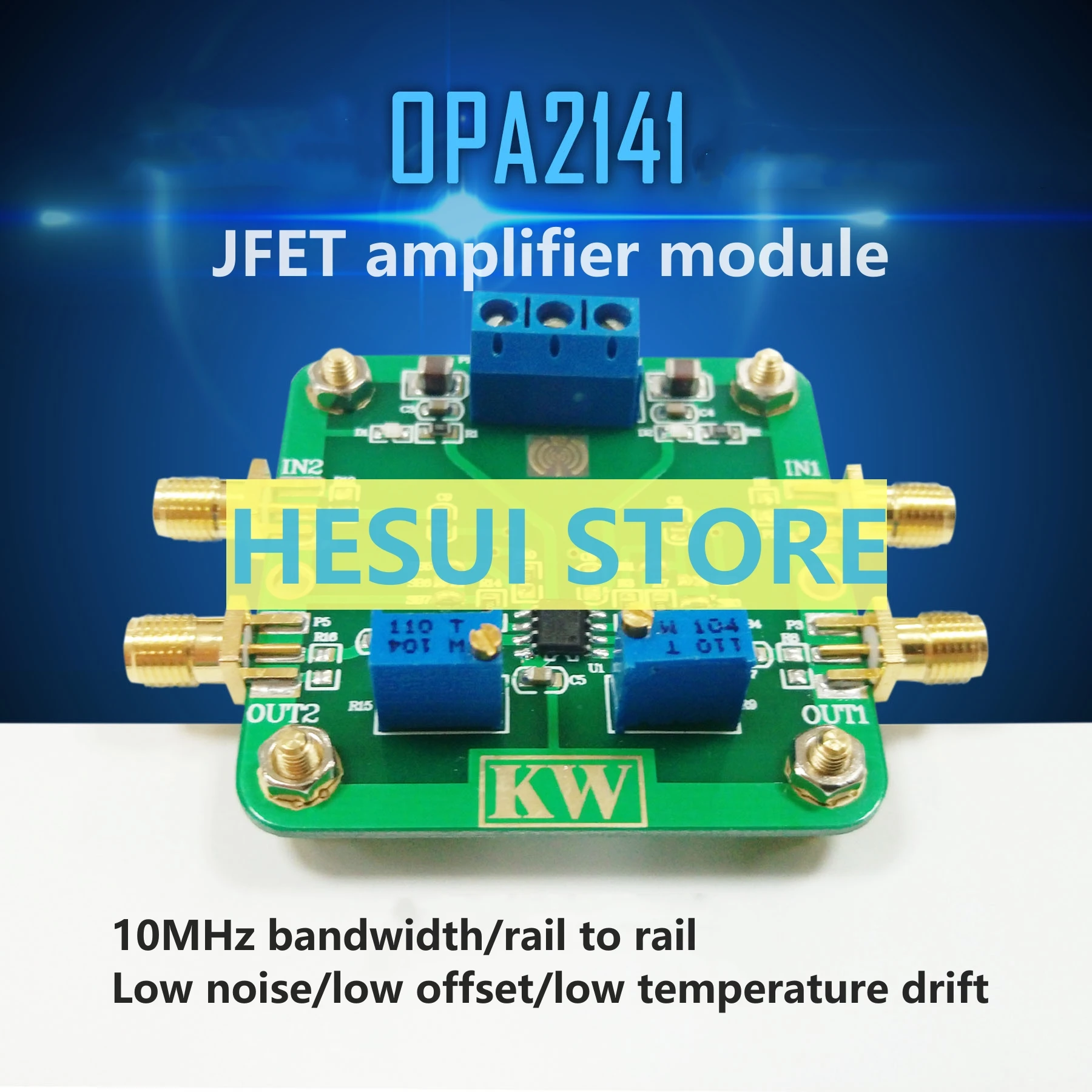 OPA2141 module JFET Amplifier 10MHz bandwidth Low noise low offset low temperature rail to rail drift