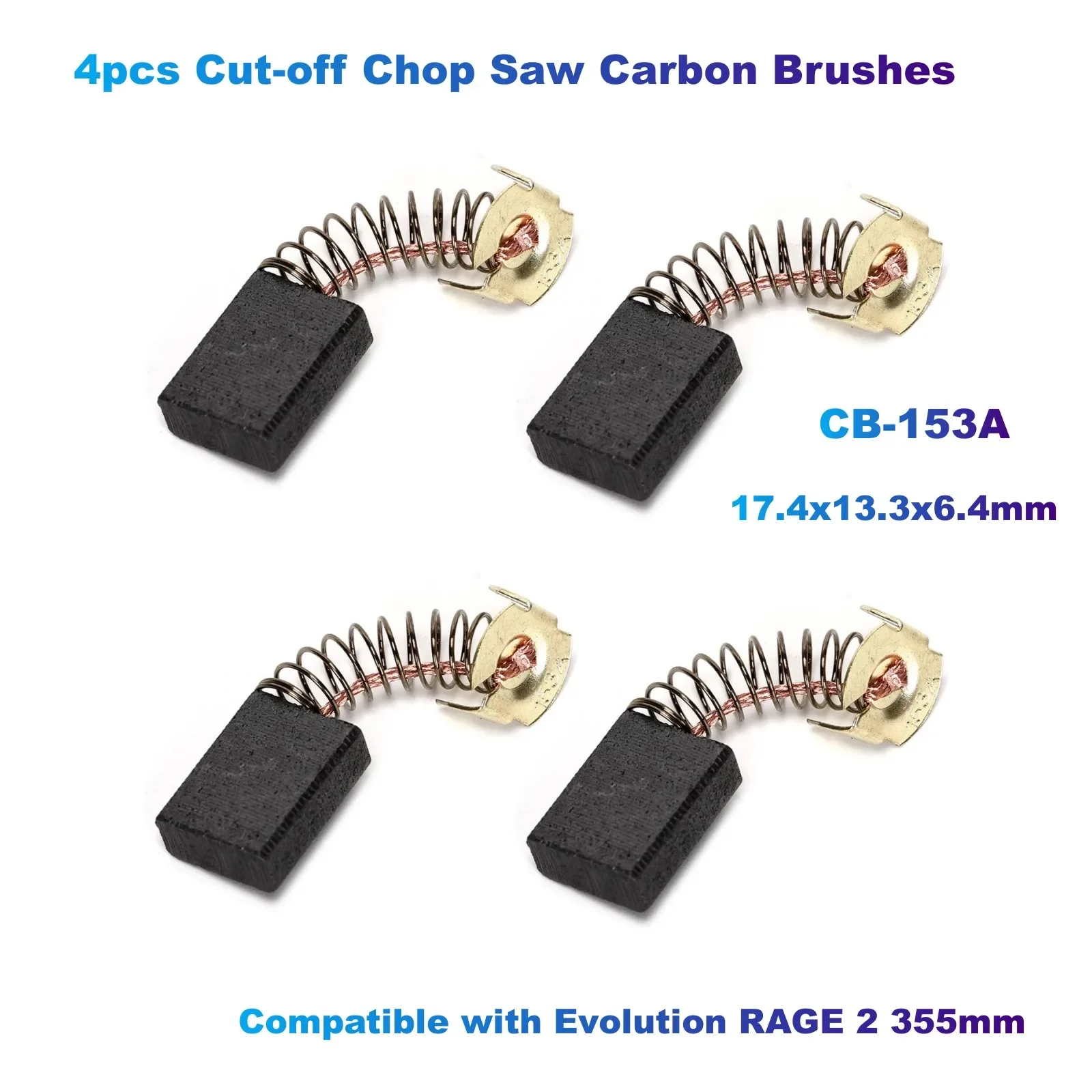 

4pcs Cut-off Chop Saw Carbon Brushes CB-153A (17.4x13.3x6.4mm) Compatible with Evolution RAGE 2 355mm