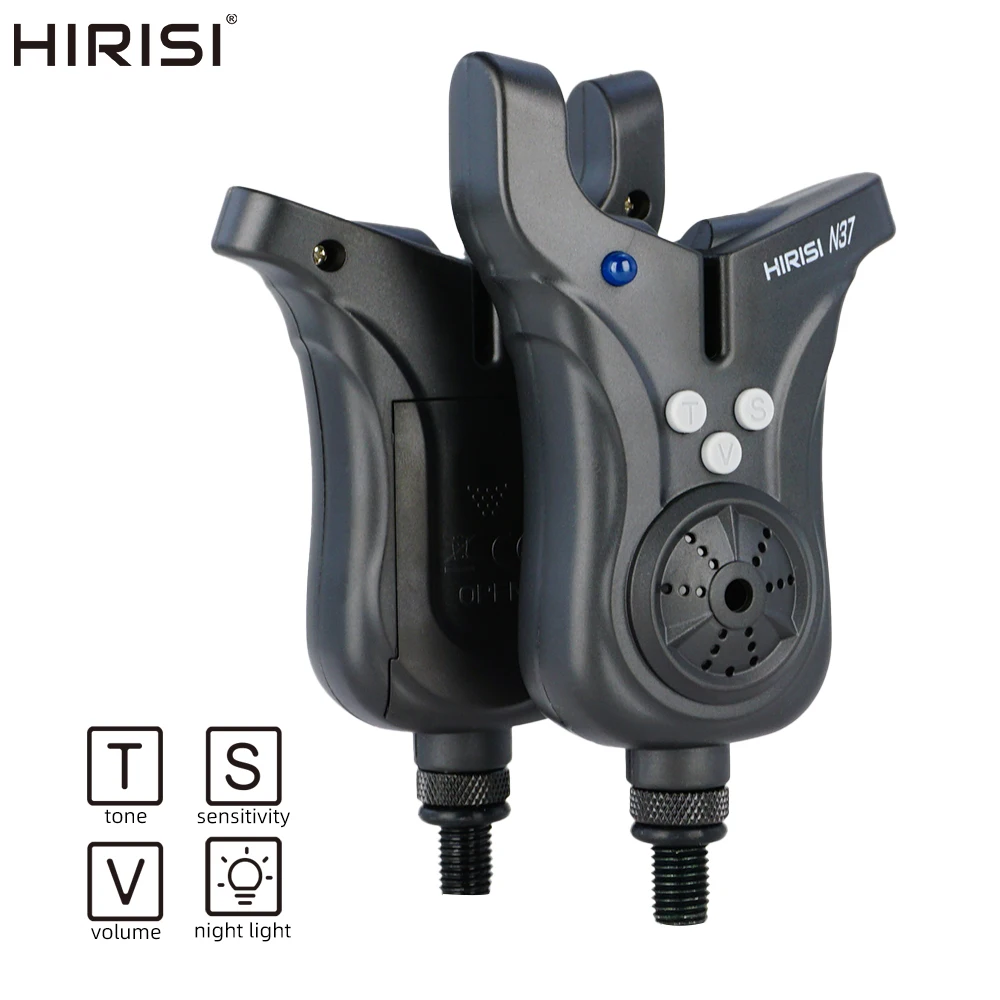 

Hirisi Feeder Fishing Bite Alarm with Volume Tone Sensitivity Control LED Indicator N37 Carp Fishing Bite Alarms Indicator