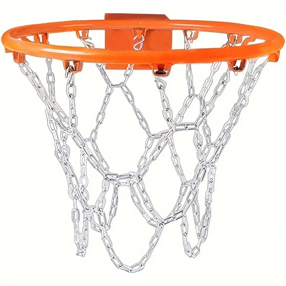 12-Reifen-Basketball-Kettennetz aus Eisen, keine Verformung, verdicktes Basketballkorb-Netz, Ersatz, universeller hängender Basketballkorb