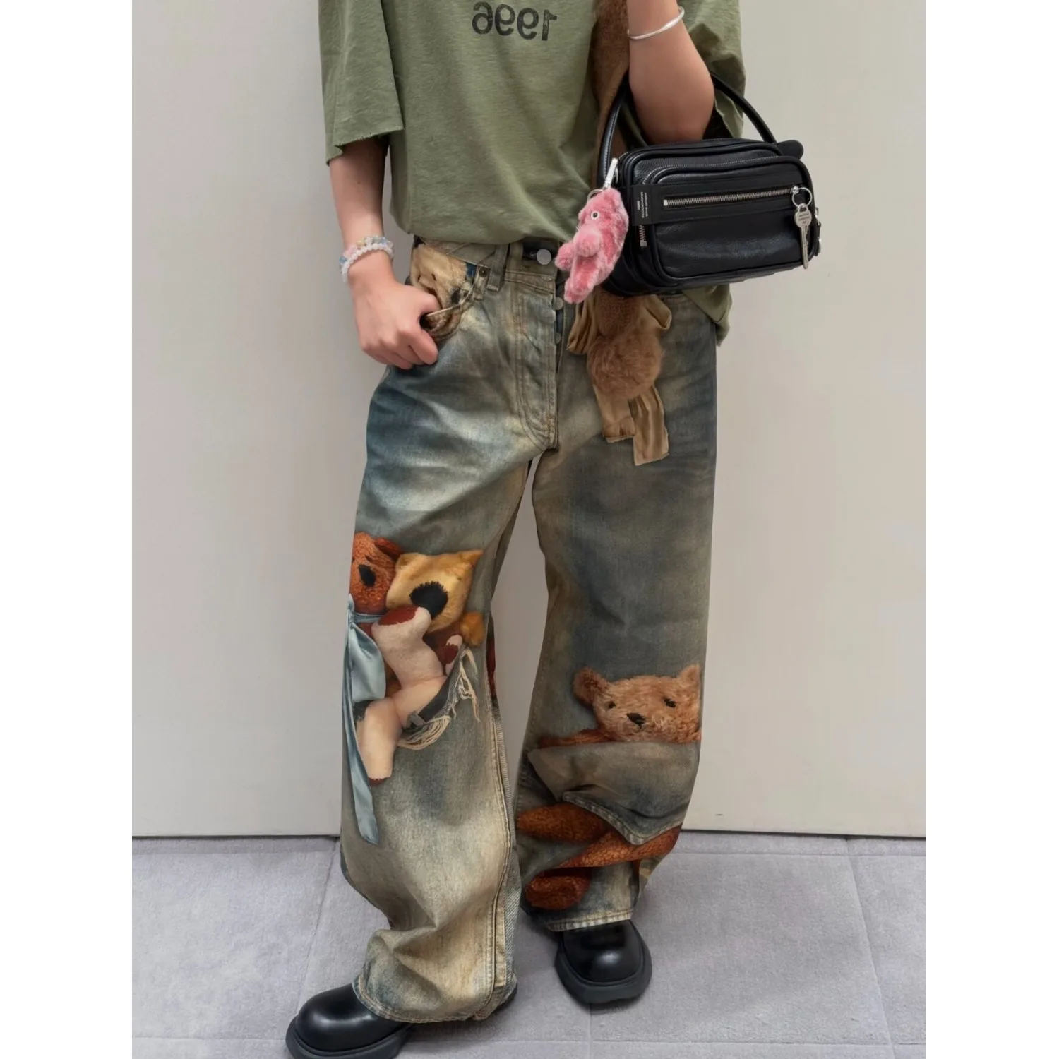 Unisex  Jeans Print Graphic Denim Pants Harajuku Cowboy Tie Dye 2000s High Street Tide Stylish Design New