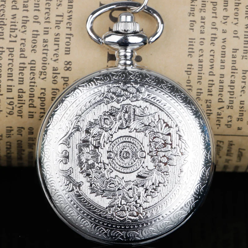 ساعة جيب رجالية فضية عتيقة مع نقش على شكل قلب "إلى الجد" وقلادة وإكسسوارات على مدار الساعة أفضل تذكار