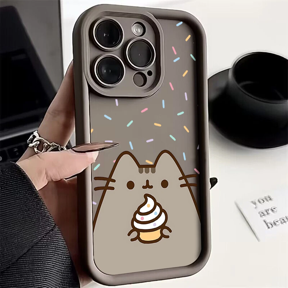 Cute Cartoon Cat P-Pusheens Phone Case for IPhone 16 15 14 13 12 11 Pro Max Mini XR XS X 7 8 Plus Soft TPU Back Cover