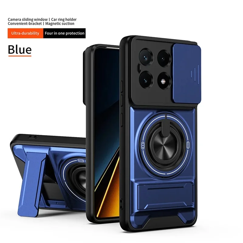 Funda con soporte de anillo magnético para Xiaomi POCO X5 X5 Pro X6 X6 Pro X7 X7 Pro M6 Pro 4G M7 Pro 5G F8 Pro, cubierta deslizante para cámara