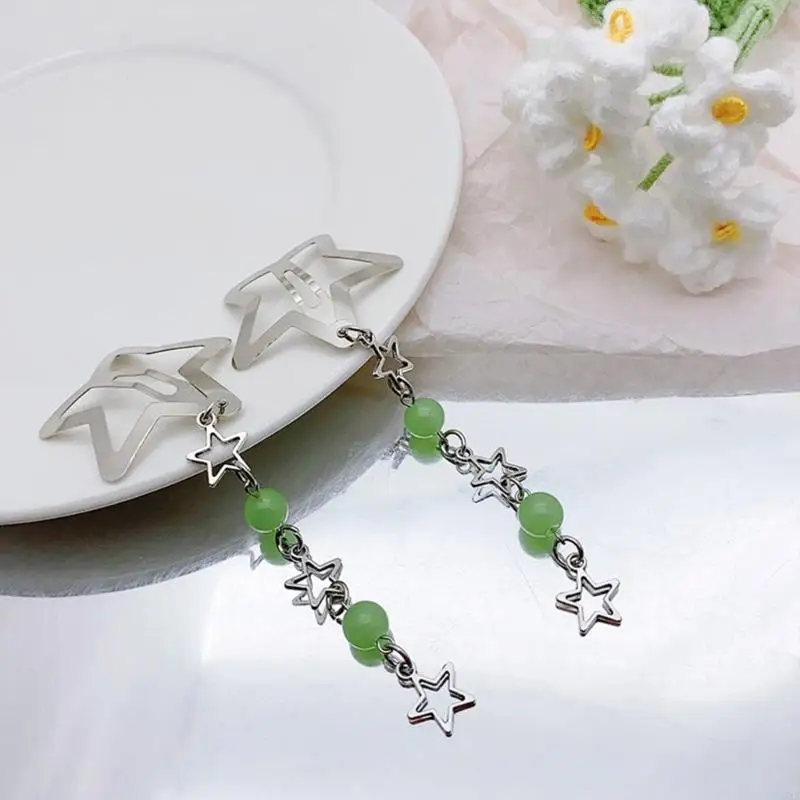 

X7XE Macaron Star Hair Slides Y2k Bangs Hairclip Vintage Pentagrams Hair Accessory Versatile Hairpin Jewelry for Women