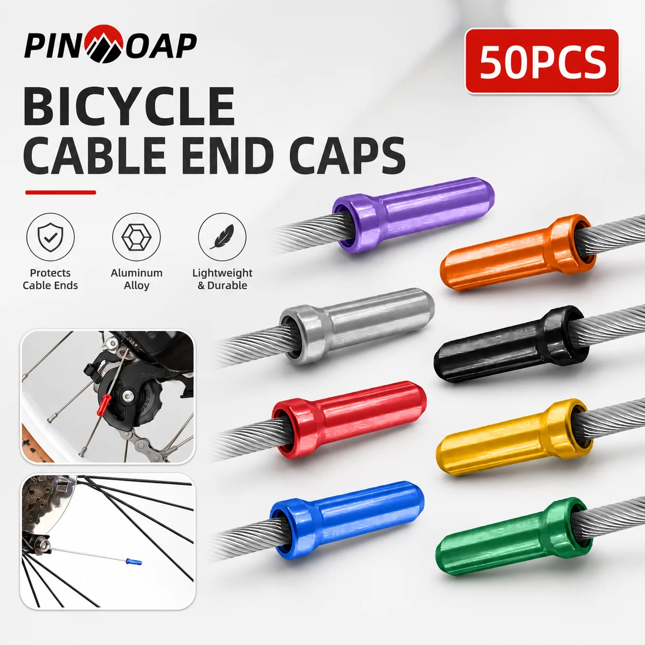 AliExpress pinmoap PINMOAP 50PCS Bike Cable End Caps Brake Shifter Inner Wire Crimp Tips For Mountain Road Bicycle Accessories Spare Kit Set