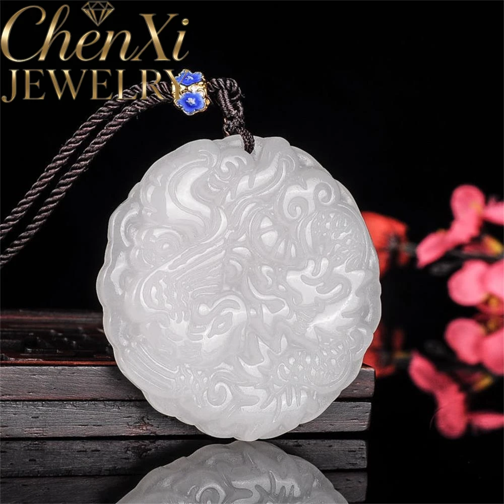 

Натуральный белый нефрит из Хэтяня: кулон с драконом и фениксом, приносящий удачу. Роскошное качество, модные ювелирные изделия, изысканные талисманы.