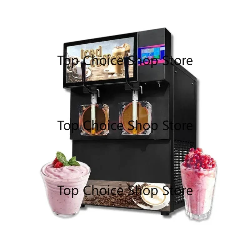 Electric 110V/60Hz Cocktails Margarita Granita Smoo-thies Cappucinos Slush Smoot-hie Machine With Led Light Box 2 Tank