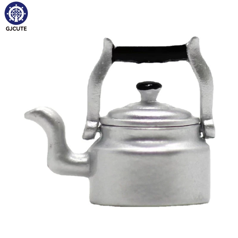 1Pcs Miniature Doll House Mini Teapot Doll House Mini Simulation Kettle Kitchen Utensil Furniture Model Toy Doll House Decor