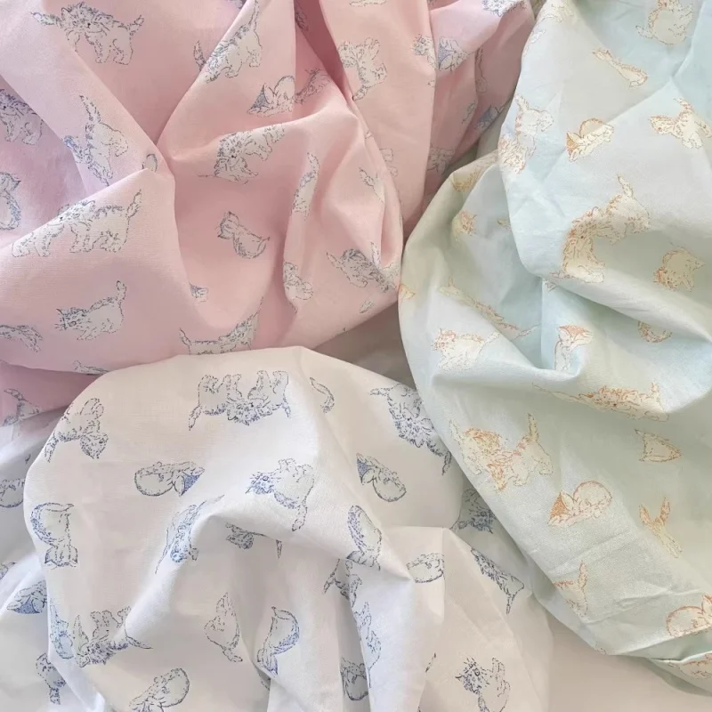 

Cute cartoon print cat fabric clothing tablecloth throw pillow handmade DIY light and fresh style