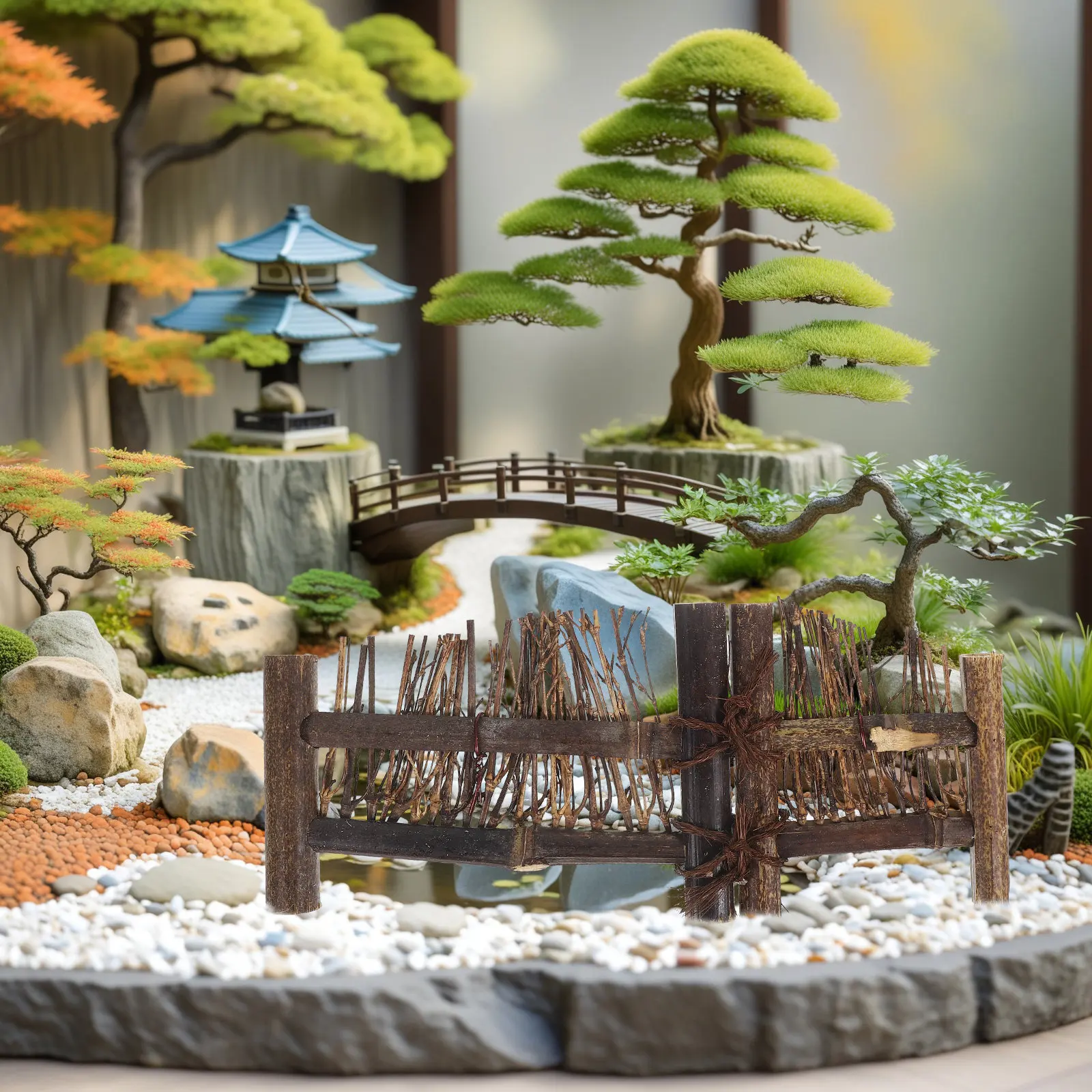 Bonsai Garden Photos - Clôture miniature décorative 14,8 cm, clôture
