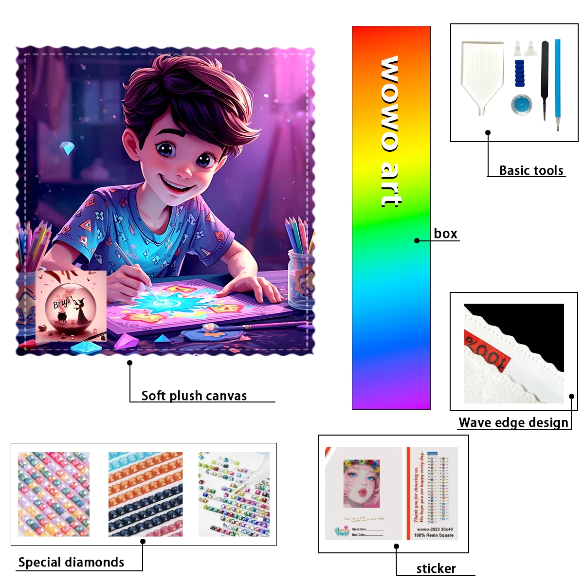 

【Bruji_ Diamond Art】The happy little boy Crystal AB Rhinestone FD Rhinestone Perfect Resin Diamond