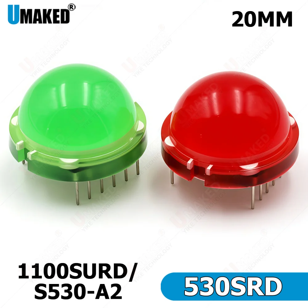 10pcs 530SRD 20mm LED Emitting Diodes bead 1100SURD/S530-A2 Lamp diodes chip Indicator Red green DIP led Low Power Consumption