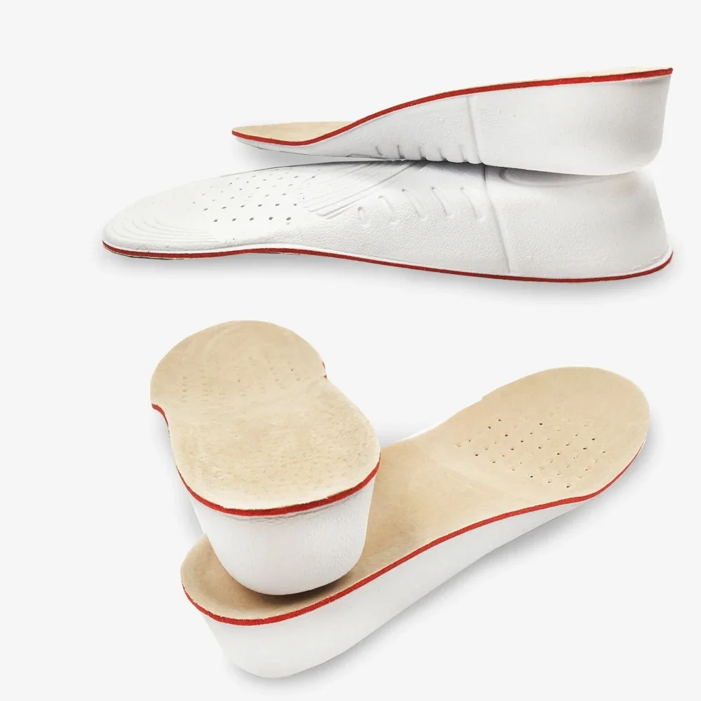 1 คู่ความสูงเพิ่มพื้นรองเท้าผู้ชายผู้หญิง Comfort Orthopedic รองเท้า Insoles ของแท้หนังลื่นรองเท้า Pads Arch สนับสนุนแทรก