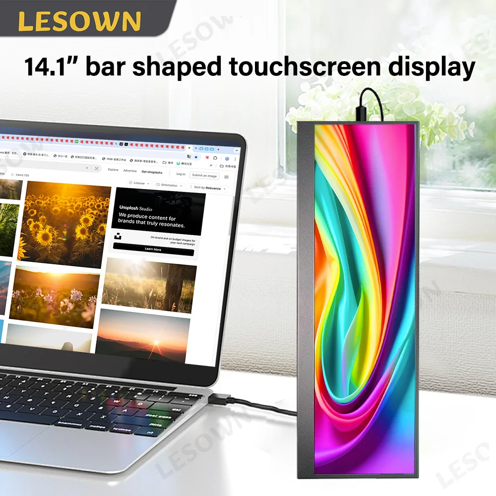 

LESOWN 14,1-дюймовый прямоугольный дисплей 3840x1100 IPS ЖК-монитор боковой панели Raspberry Pi Вторичный экран Аппаратный монитор для ПК Дисплей