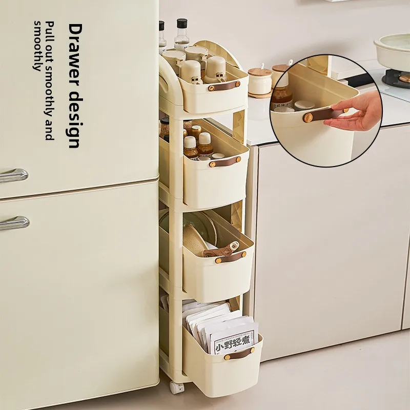 رف المطبخ متعدد الطبقات من الأرض إلى السقف، رف تخزين البهارات متعدد الوظائف، عربة رف قابلة للسحب #3