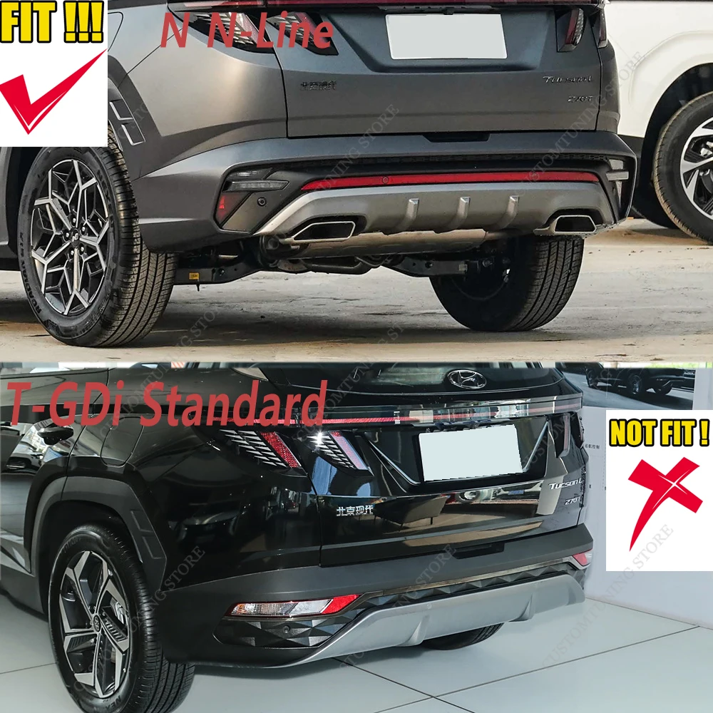 Gloss Black Rear Bumper Side Splitters For Hyundai Tucson MK4 NX4 N-Line 2021-2023 Rear Diffuser Exhaust Trim Splitter Bodykits view 3
