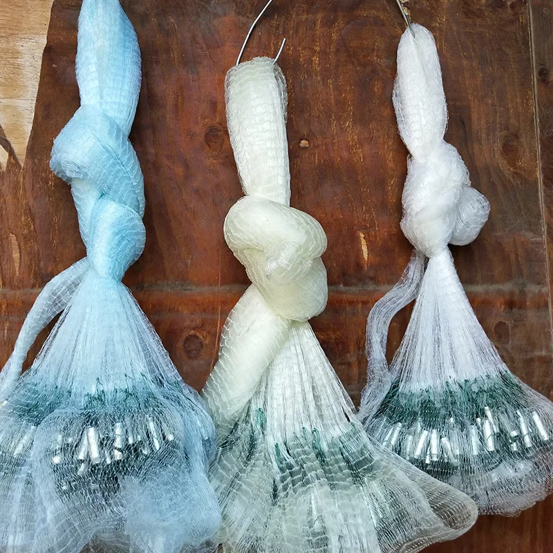 Manufacturer Direct Supply Hand-Thrown Single-Line Cast Net with Double Knot Traditional Net Spinning Rubber Thread Wholesale