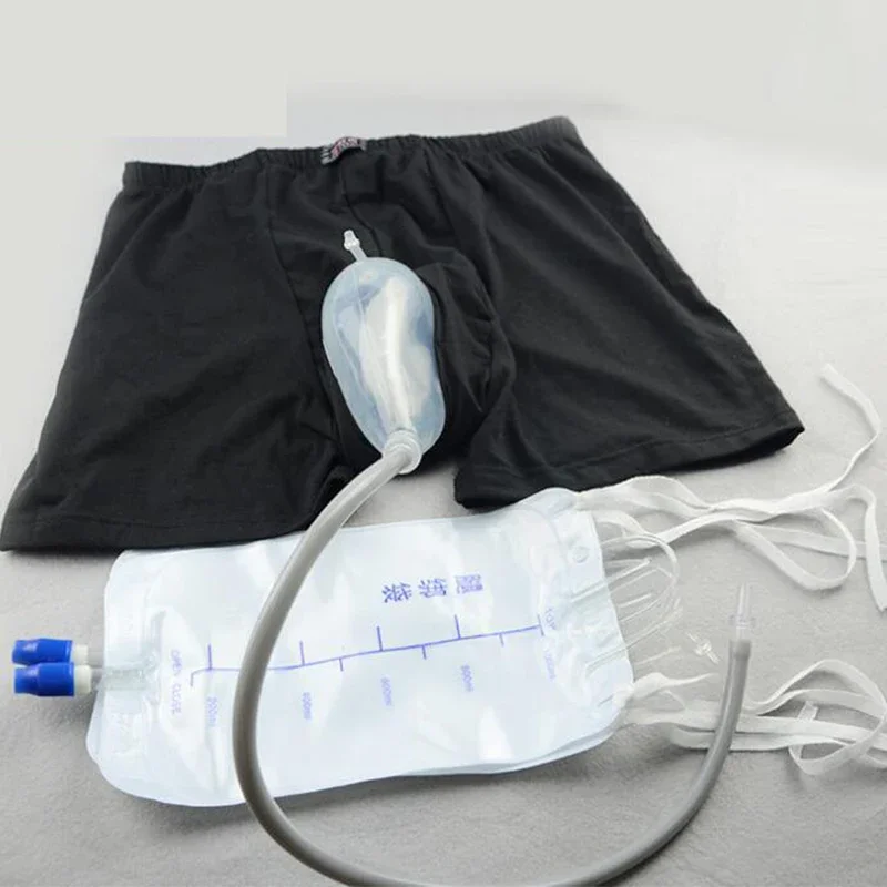 Shorts Urine Bag Reusable Male Urinal Bag Silicone Urine Funnel Pee Holder Collector with Catheter for Old Men Feminine Hygiene