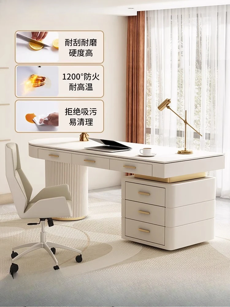 

2025 New Cream Wind Slate Desk Household Computer Desk Bedroom Simple Modern Desk Light Luxury Premium Sense