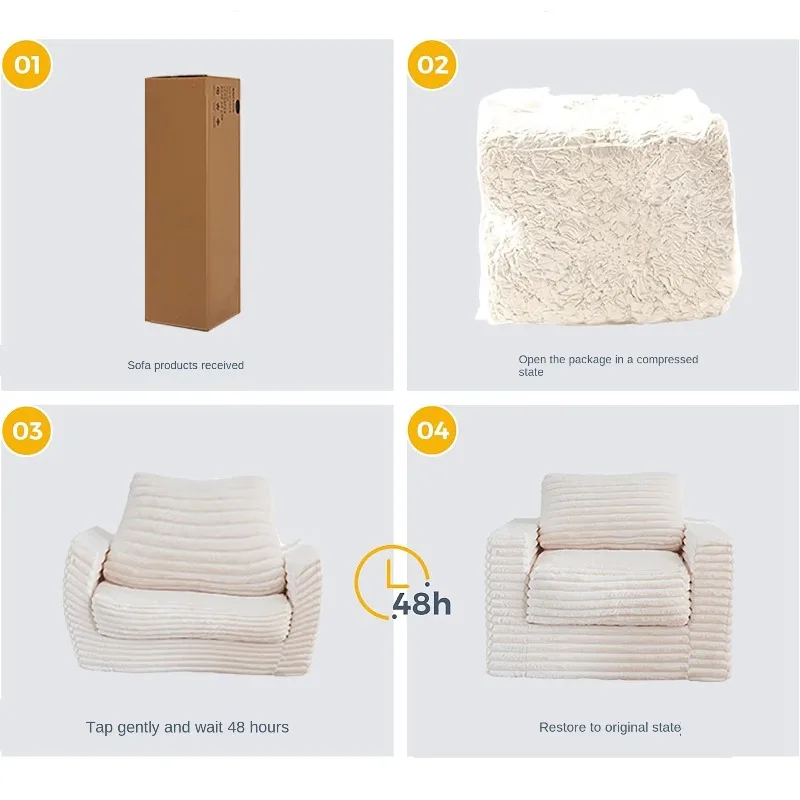 Modern Minimalist All-sponge Bean Bag Chair Multifunctional Fabric Art Upholstery Vacuum-compressible One-piece Molded Sofa