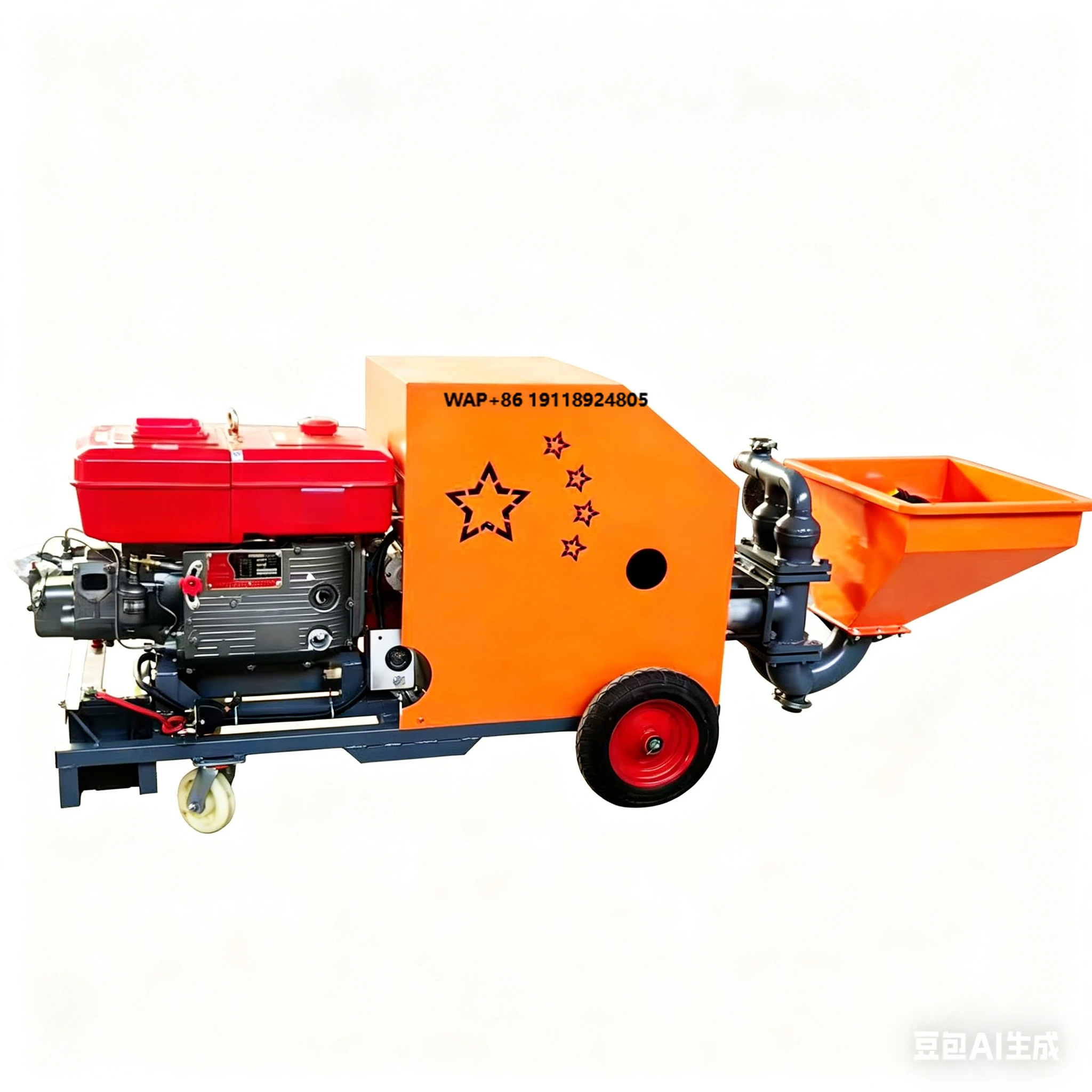 Engine Power High-pressure Variable Four Speed Dual Cylinder Plunger Mortar Spraying Machine