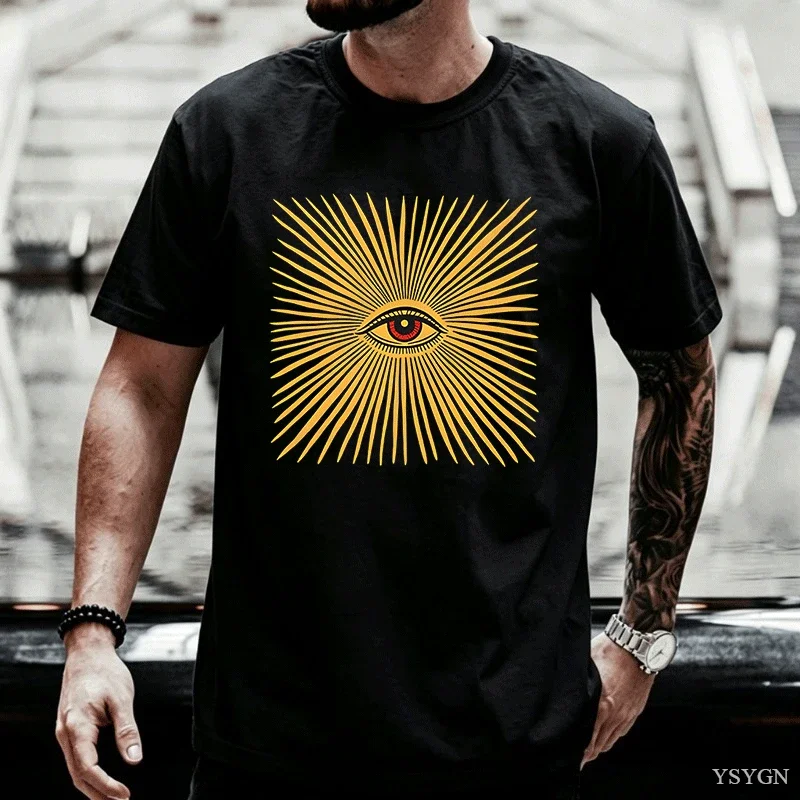 Boho Witchy T-Shirt Women All Seeing Eye T Shirt Womens Mens Short Sleeve Round Neck Printed T-shirt Crewneck Streetwear Tops